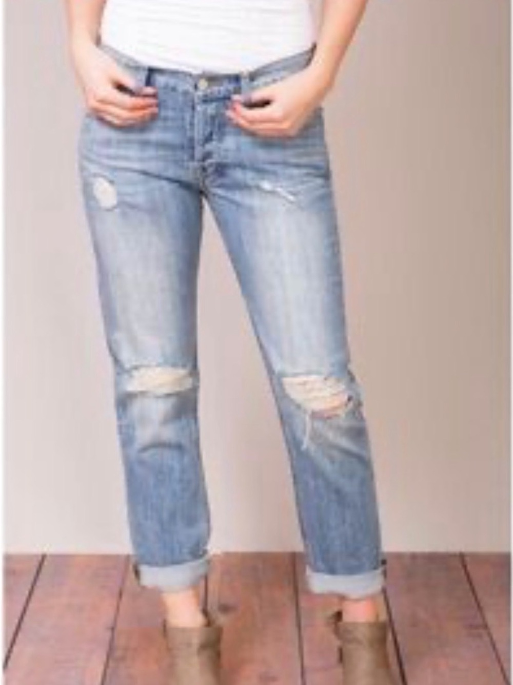 Rails Beckett light Vintage Wash  Blue Distressed Boyfriend Jeans - Women